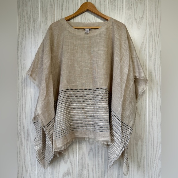 J.Jill Pure Jill Striped Fringed Poncho Size S-L NWOT - Picture 1 of 3